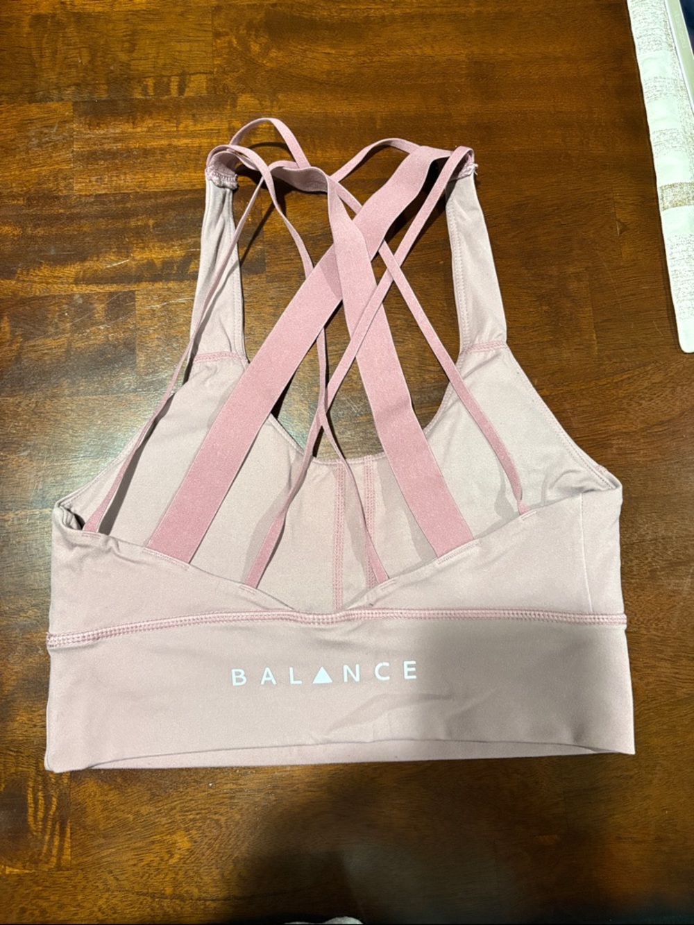 Dusty Rose/Mayve Cross-Strap Support Sports Bra - Picture 2 of 4